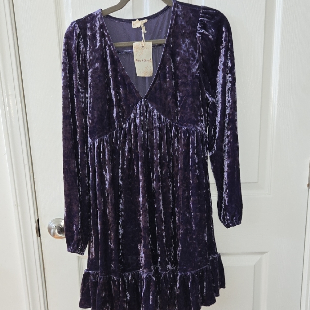 Hem & Thread Deep Purple Long Sleeve Dress